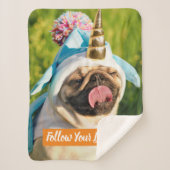 Unicorn Pug Sherpa Deken (Voorkant)