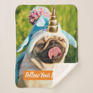 Unicorn Pug Sherpa Deken