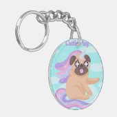 Unicorn Pug Sleutelhanger (Voorkant Links)