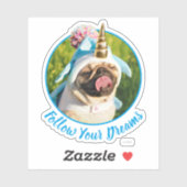 Unicorn Pug Sticker (Vel)