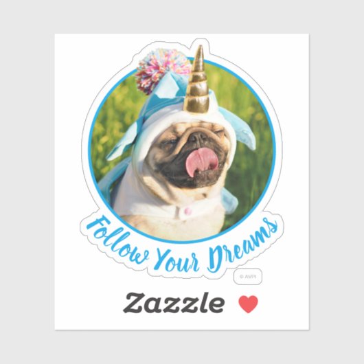 Unicorn Pug Sticker (Vel)