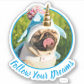 Unicorn Pug Sticker (Voorkant)