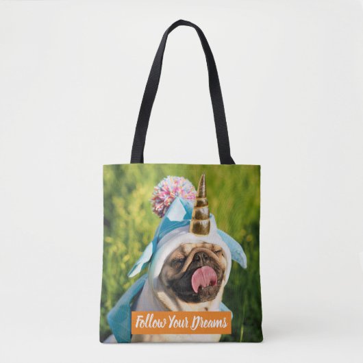 Unicorn Pug Tote Bag (Voorkant)