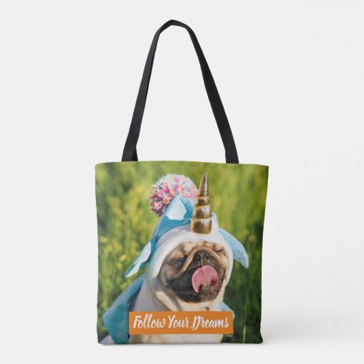 Unicorn Pug Tote Bag (Achterkant)