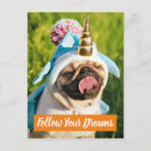 Unicorn Pug Uitnodiging Briefkaart (Voorkant)
