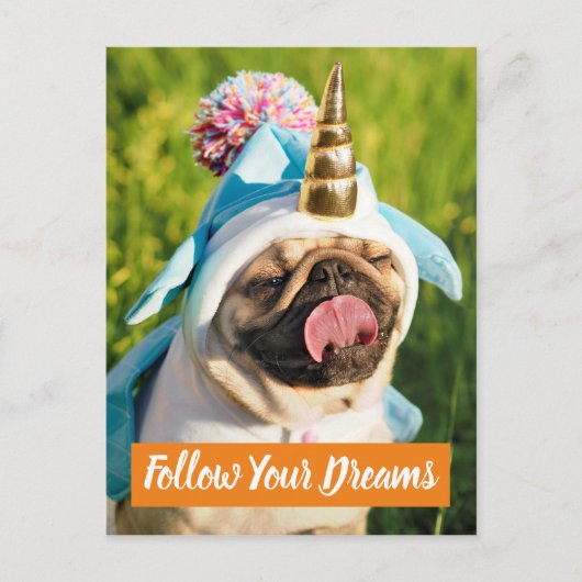 Unicorn Pug Uitnodiging Briefkaart (Voorkant)