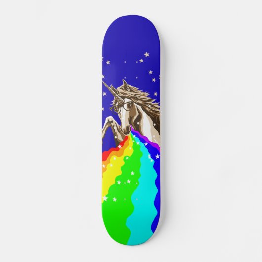 Unicorn pukes regenboog persoonlijk skateboard (Voorkant)