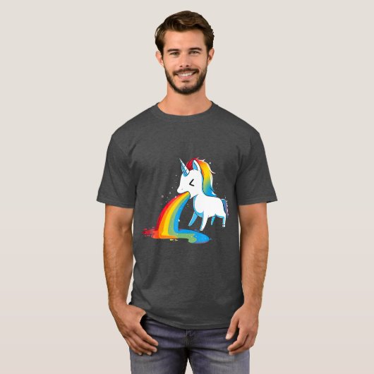 Unicorn Puking Rainbows Graphic Funny Rainbow T-shirt (Voorkant volledig)