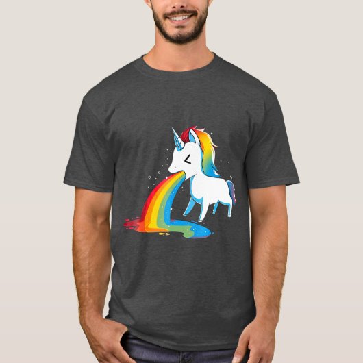 Unicorn Puking Rainbows Graphic Funny Rainbow T-shirt (Voorkant)