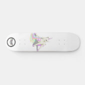 Unicorn puking regenboogster paarse sterren persoonlijk skateboard (Horizontaal)