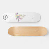 Unicorn puking regenboogster paarse sterren persoonlijk skateboard (Horizontaal)