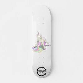 Unicorn puking regenboogster paarse sterren persoonlijk skateboard