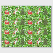 Unicorn Pulling Santa's Slaapse kerstcadeaus Cadeaupapier (Vlak)