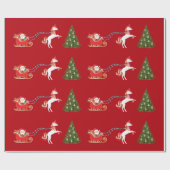 Unicorn Pulling Santa's Slaapse kerstcadeaus Cadeaupapier (Vlak)