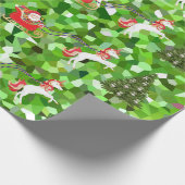 Unicorn Pulling Santa's Slaapse kerstcadeaus Cadeaupapier (Hoek)