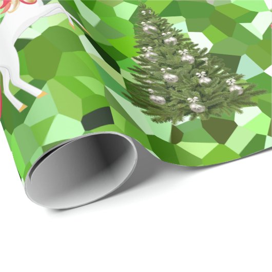 Unicorn Pulling Santa's Slaapse kerstcadeaus Cadeaupapier (Rol Hoek)