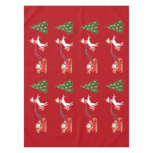 Unicorn Pulling Santa's Slaapse kerstcadeaus Tafelkleed (Voorkant)