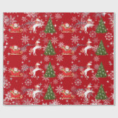 Unicorn Pulling Santa's Sleigh Xmas Gifts Snow Cadeaupapier (Vlak)