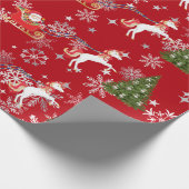 Unicorn Pulling Santa's Sleigh Xmas Gifts Snow Cadeaupapier (Hoek)