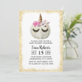Unicorn Pumpkin Gold Glitter Baby shower Kaart (Staand voorkant)