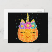 Unicorn Pumpkin Halloween Thanksgiving Briefkaart (Voorkant / Achterkant)