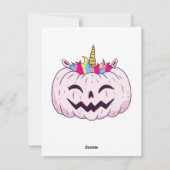 Unicorn Pumpkin Halloween Thanksgiving Feestdagenkaart (Achterkant)