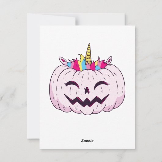 Unicorn Pumpkin Halloween Thanksgiving Feestdagenkaart (Achterkant)