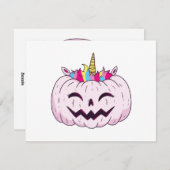 Unicorn Pumpkin Halloween Thanksgiving Feestdagenkaart (Voorkant / Achterkant)