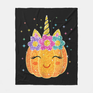 Unicorn Pumpkin Halloween Thanksgiving Fleece Deken
