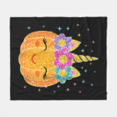 Unicorn Pumpkin Halloween Thanksgiving Fleece Deken (Voorkant (Horizontaal))