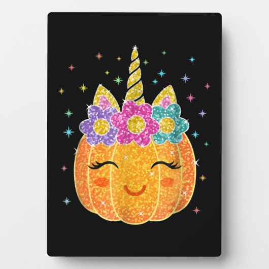 Unicorn Pumpkin Halloween Thanksgiving Fotoplaat (voorkant)