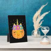 Unicorn Pumpkin Halloween Thanksgiving Fotoplaat (Zijkant)