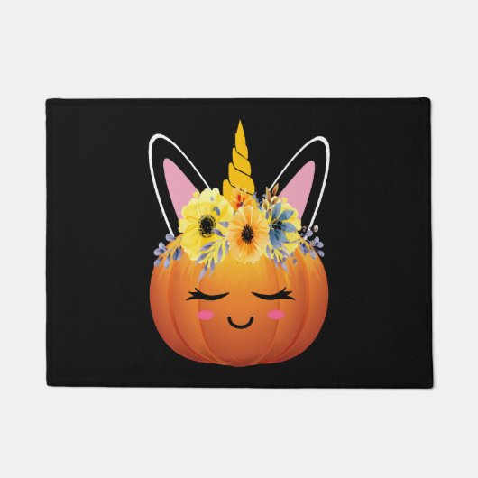 Unicorn Pumpkin Halloween Thanksgiving Gift Deurmat (Voorkant)