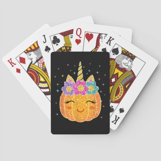 Unicorn Pumpkin Halloween Thanksgiving Pokerkaarten (Achterkant)