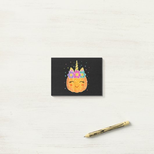Unicorn Pumpkin Halloween Thanksgiving Post-it® Notes (Op bureau)