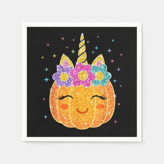 Unicorn Pumpkin Halloween Thanksgiving Servet (Voorkant)