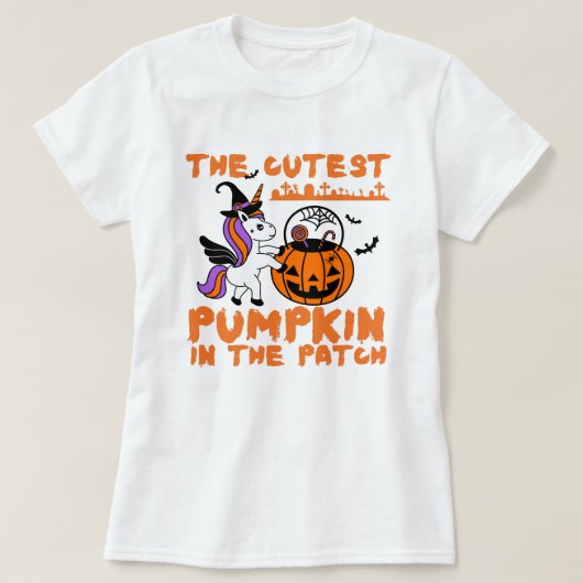 Unicorn Pumpkin Halloween Thanksgiving T-shirt (Design voorkant)