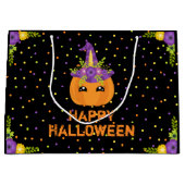 Unicorn Pumpkin Happy Halloween Black Grote Gift B Groot Cadeauzakje (Voorkant)