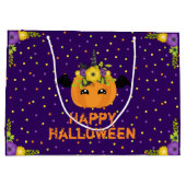 Unicorn Pumpkin Happy Halloween Paars Large Gift Groot Cadeauzakje (Achterkant)