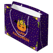 Unicorn Pumpkin Happy Halloween Paars Large Gift Groot Cadeauzakje (Achterkant Gekanteld)