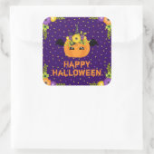 Unicorn Pumpkin Happy Halloween Paars Square Stic Vierkante Sticker (Tas)