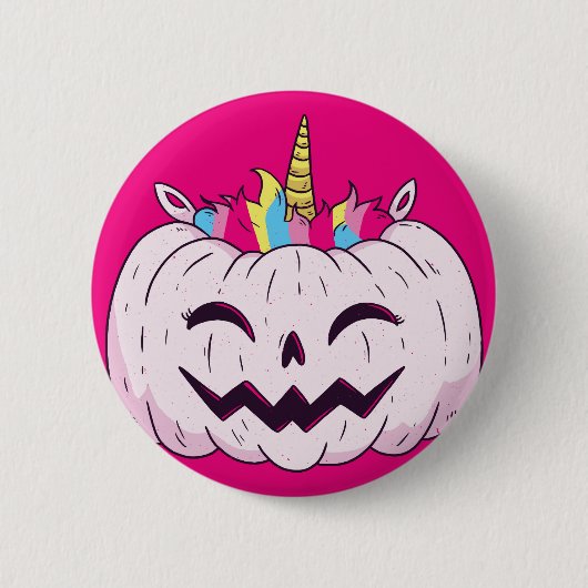Unicorn Pumpkin Ronde Button 5,7 Cm (Voorkant)