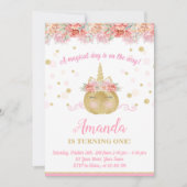 Unicorn Pumpkin Uitnodiging om de verjaardag van d (Voorkant)