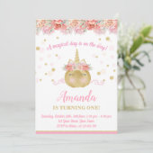 Unicorn Pumpkin Uitnodiging om de verjaardag van d (Staand voorkant)