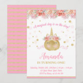 Unicorn Pumpkin Uitnodiging om de verjaardag van d (Voorkant / Achterkant)