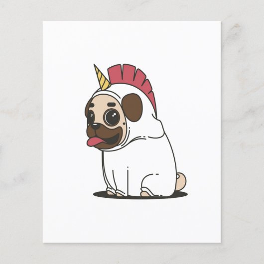 Unicorn Puppy | Cute Pug Hondenliefhebber Gift Flyer (Voorkant)