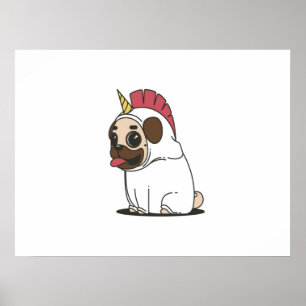 Unicorn Puppy   Cute Pug Hondenliefhebber Gift Poster