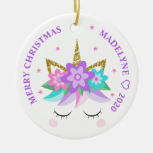 Unicorn Purple Flowers Glitter Persoonlijke naam