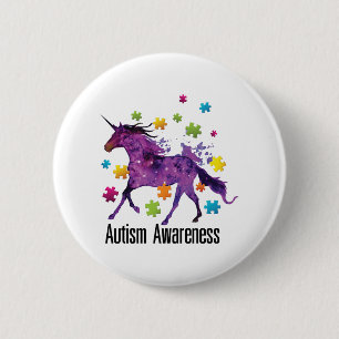 Unicorn Puzzle Piece Autism Awareness Giften Ronde Button 5,7 Cm
