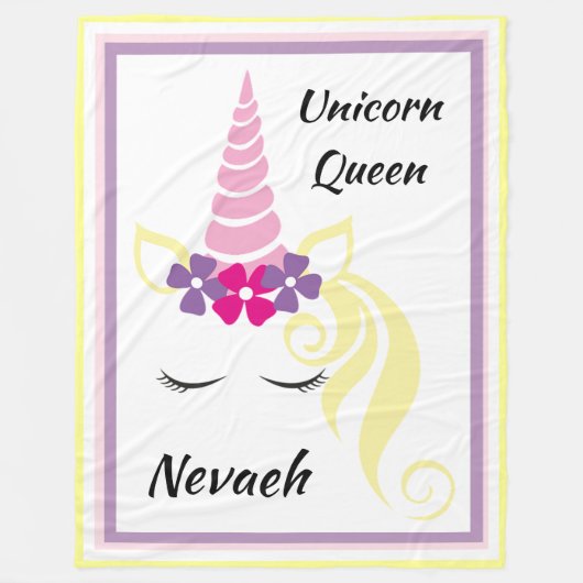 Unicorn Queen Fleece Deken (Voorkant)